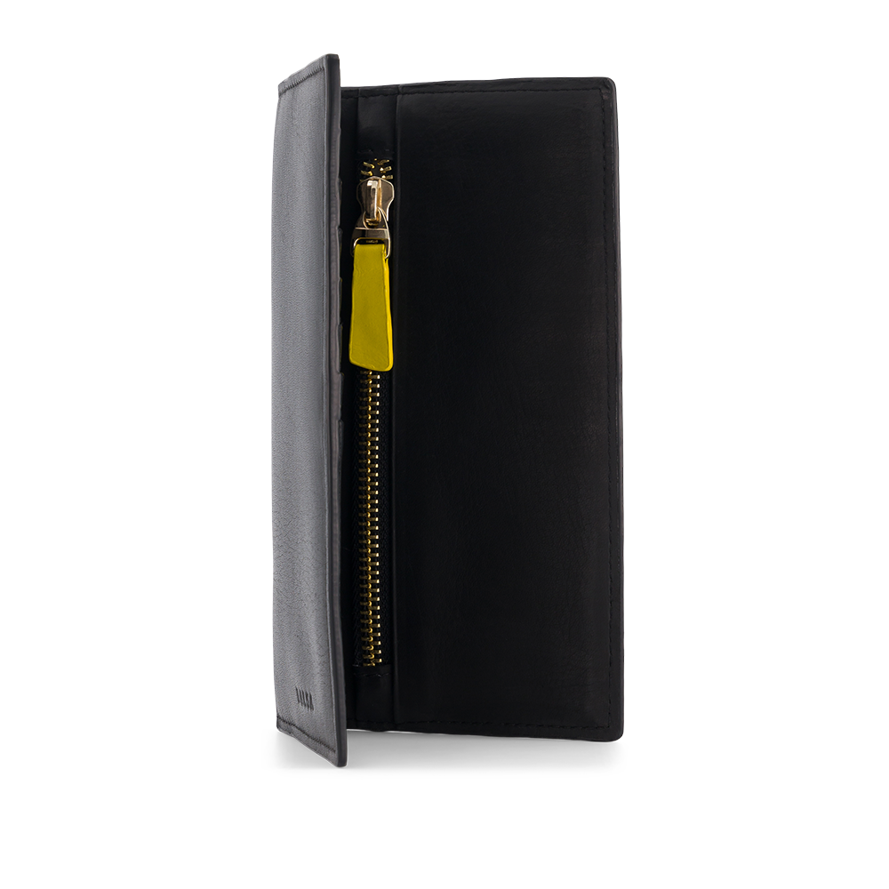 portefeuille en cuir noir pour femme balsa