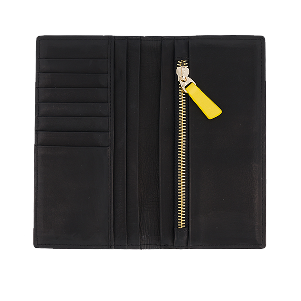 portefeuille en cuir noir pour femme balsa