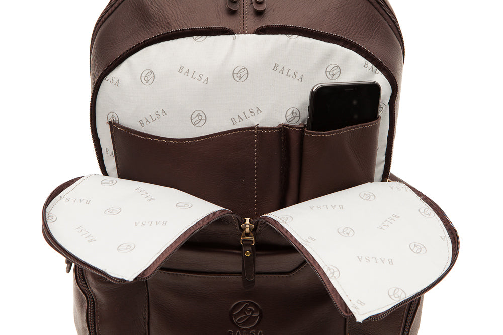 sac a dos en cuir cafe