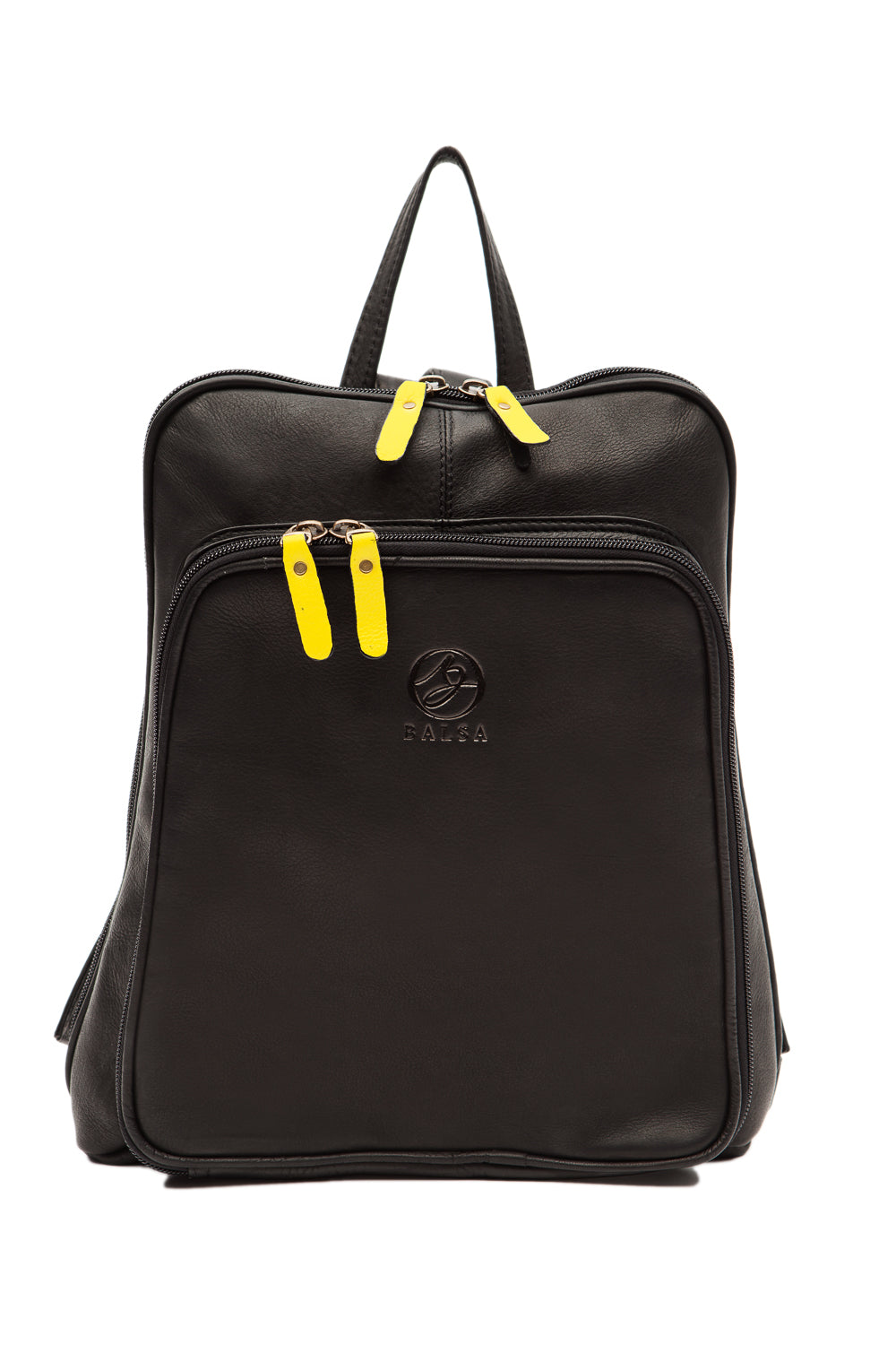 Sac à dos citadin urbain fait main noir détail jaune