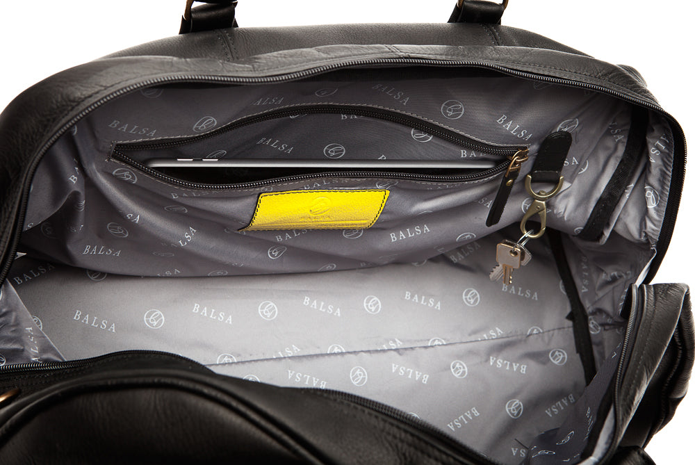 sac de voyage 48h en cuir noir